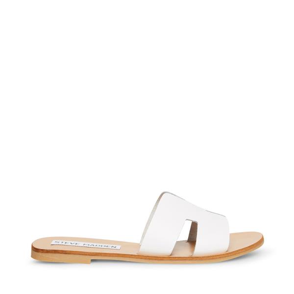 Steve Madden Greece Lær Sandaler Dame Hvite | SM-071DQ