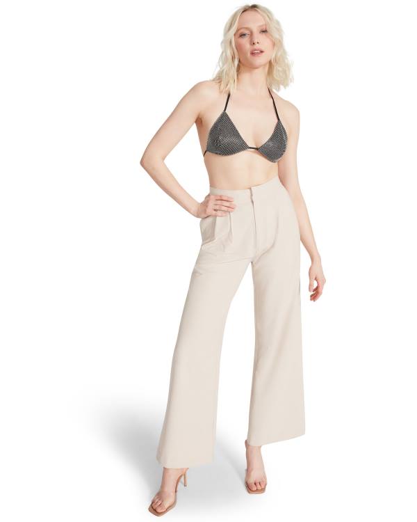 Steve Madden High Waisted Trouser Ivory Bukser Dame Hvite | SM-951HI