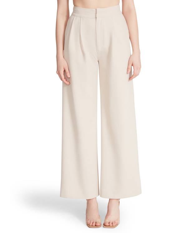 Steve Madden High Waisted Trouser Ivory Bukser Dame Hvite | SM-951HI