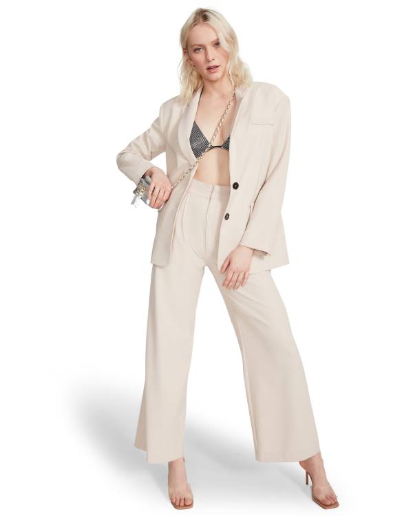 Steve Madden High Waisted Trouser Ivory Bukser Dame Hvite | SM-951HI