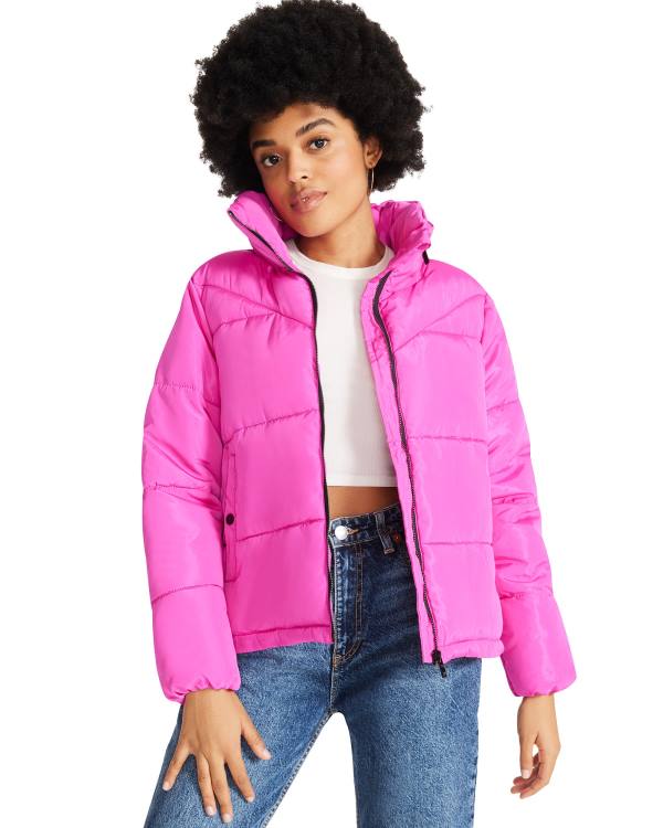 Steve Madden Hot Puffer Jakke Dame Rosa | SM-943YH