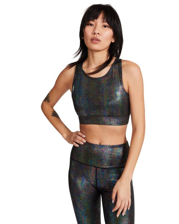 Steve Madden Iridescent Sports Bra Topper Dame Svarte | SM-741ES