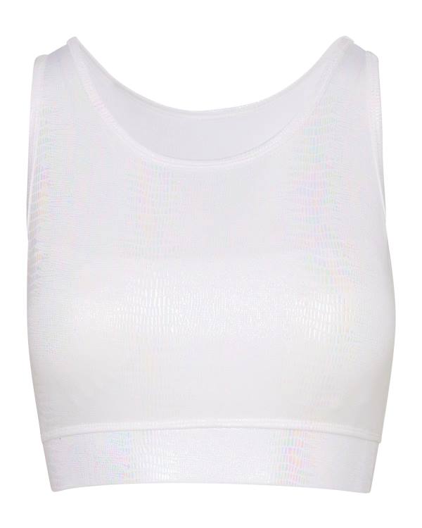 Steve Madden Iridescent Sports Bra Topper Dame Hvite | SM-942CP