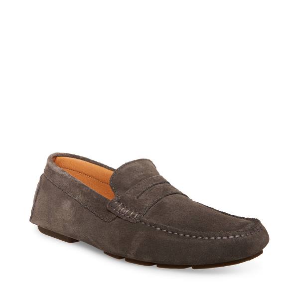 Steve Madden Italo Semsket Skinn Loafers Herre Mørke Grå | SM-391TF