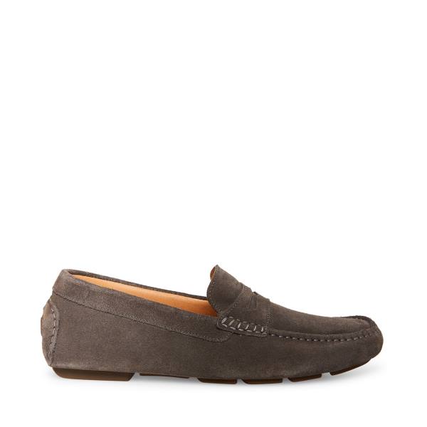 Steve Madden Italo Semsket Skinn Loafers Herre Mørke Grå | SM-391TF