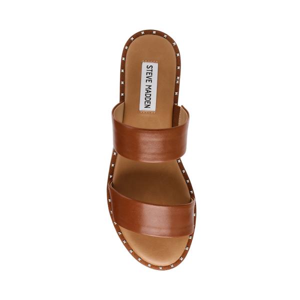 Steve Madden Ivara Cognac Lær Sandaler Dame Brune | SM-278FU