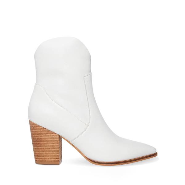 Steve Madden Janetta Lær Ankelstøvletter Dame Hvite | SM-390VG