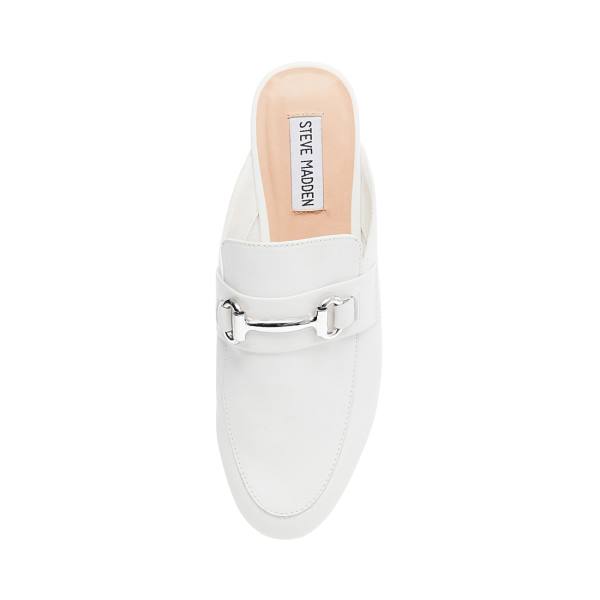 Steve Madden Kandi Lær Flate Sko Dame Hvite | SM-782ME