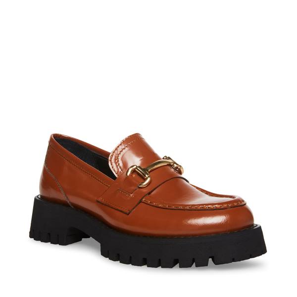 Steve Madden Lando Cognac Lær Loafers Dame Brune | SM-274RS