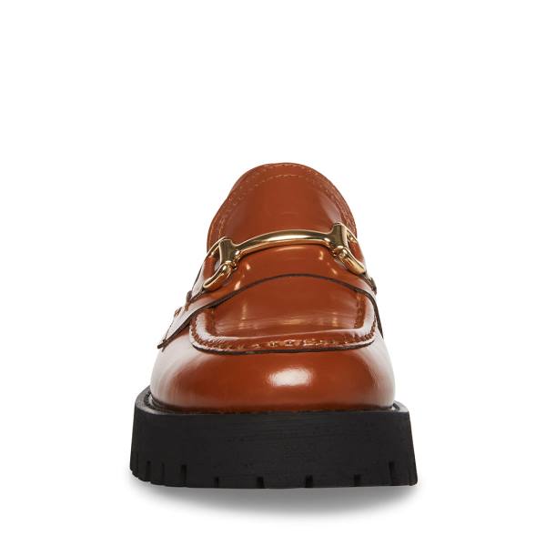 Steve Madden Lando Cognac Lær Loafers Dame Brune | SM-274RS