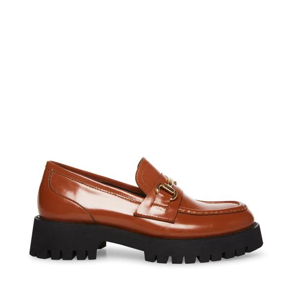 Steve Madden Lando Cognac Lær Loafers Dame Brune | SM-274RS