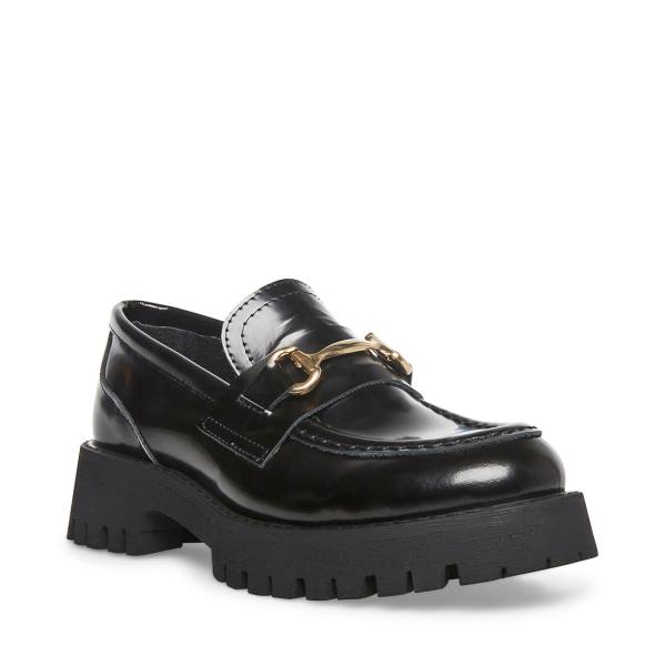 Steve Madden Lando Lær Loafers Dame Svarte | SM-084GF