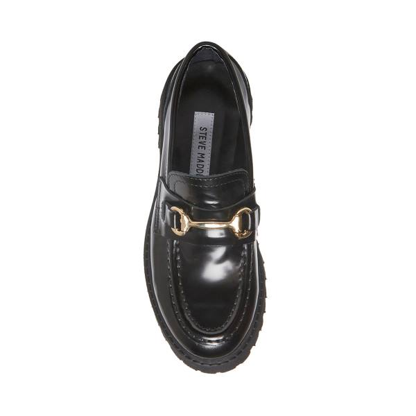 Steve Madden Lando Lær Loafers Dame Svarte | SM-084GF