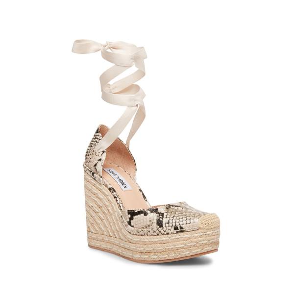 Steve Madden Lani Snake Sandaler Dame Gull Slangeprint | SM-072QH