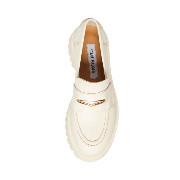 Steve Madden Lawrence Bone Lær Loafers Dame Beige | SM-483DQ