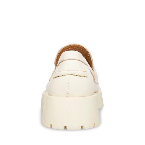 Steve Madden Lawrence Bone Lær Loafers Dame Beige | SM-483DQ