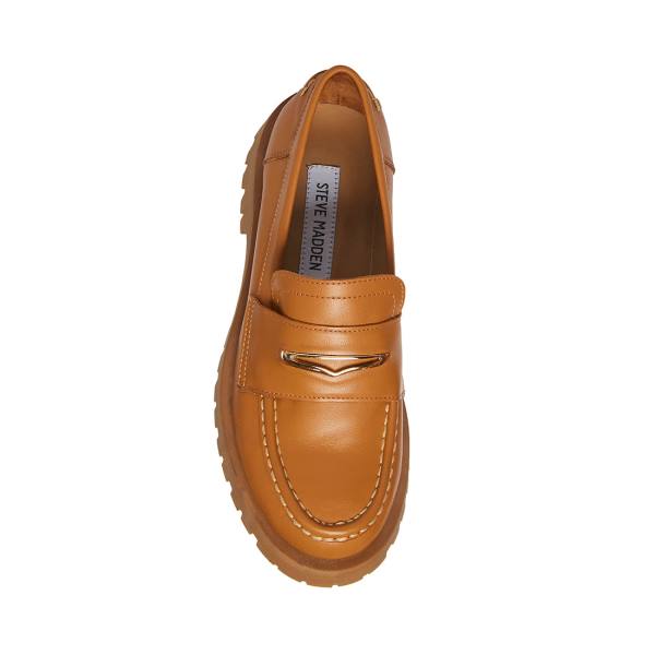 Steve Madden Lawrence Cognac Lær Loafers Dame Brune | SM-236BX