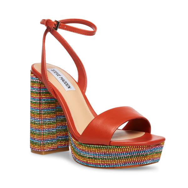 Steve Madden Lessora Rust Heel Høye Hæler Dame Rød Multicolor | SM-735GL