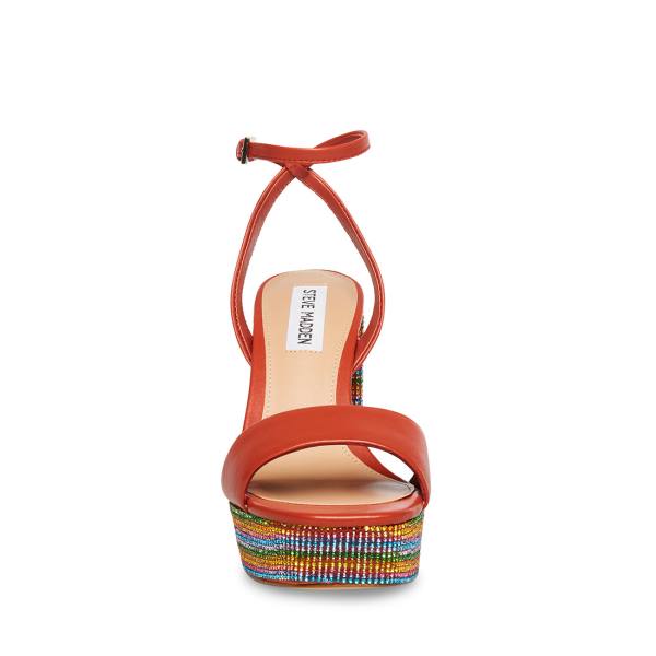 Steve Madden Lessora Rust Heel Høye Hæler Dame Rød Multicolor | SM-735GL