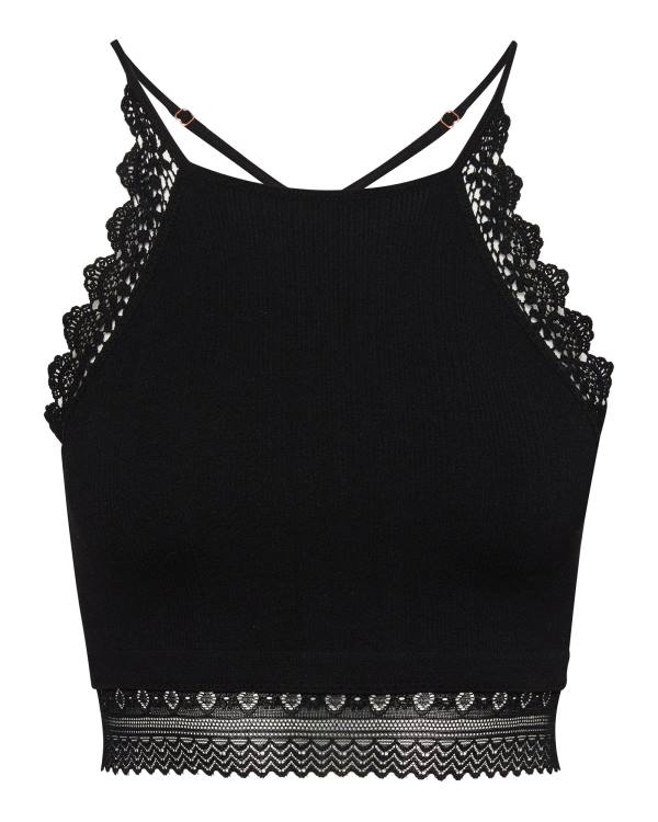 Steve Madden Lola Crochet Bralette Topper Dame Svarte | SM-152AY