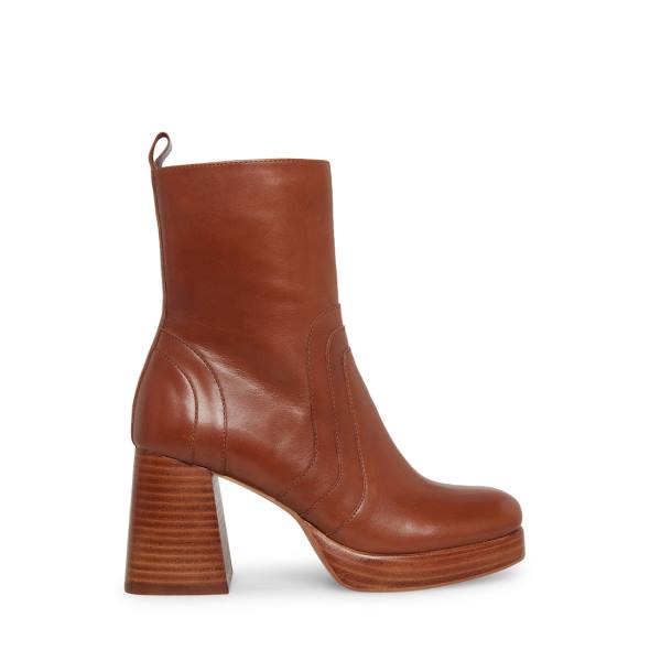 Steve Madden Maggie Lær Ankelstøvletter Dame Brune | SM-189BK