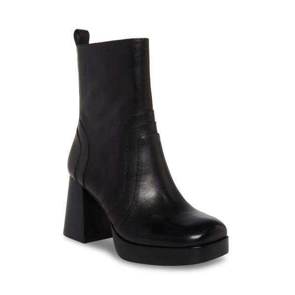 Steve Madden Maggie Lær Ankelstøvletter Dame Svarte | SM-594RT