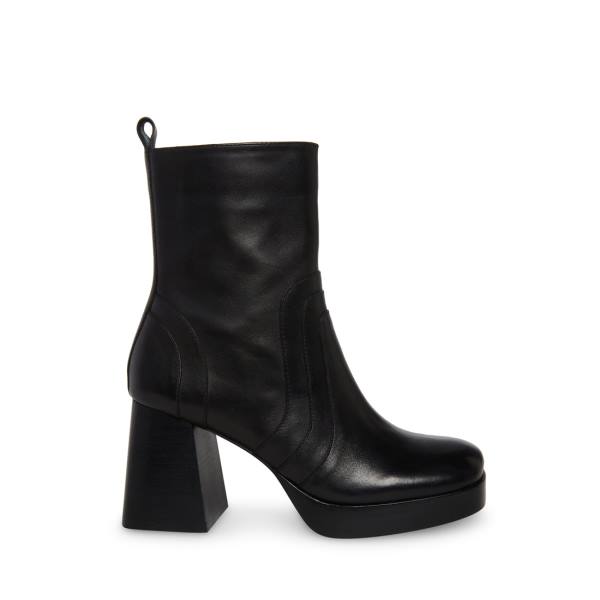 Steve Madden Maggie Lær Ankelstøvletter Dame Svarte | SM-594RT