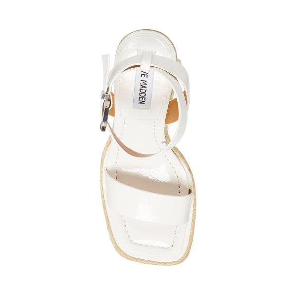 Steve Madden Mallandra Patent Sandaler Dame Hvite | SM-796HA