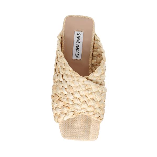 Steve Madden Marina Natural Raffia Sandaler Dame Beige | SM-572GX