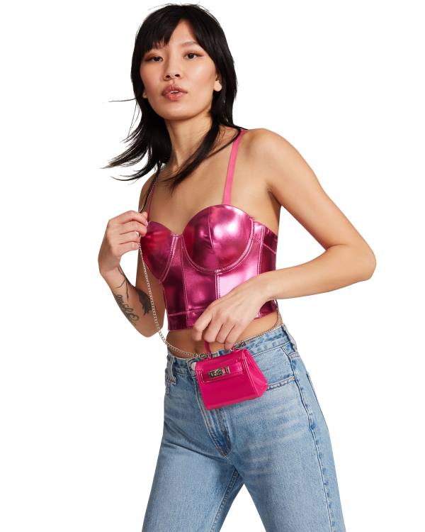 Steve Madden Metallic Bustier Topper Dame Rosa | SM-384FI