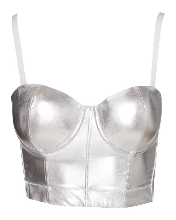 Steve Madden Metallic Bustier Topper Dame Sølv | SM-796ER