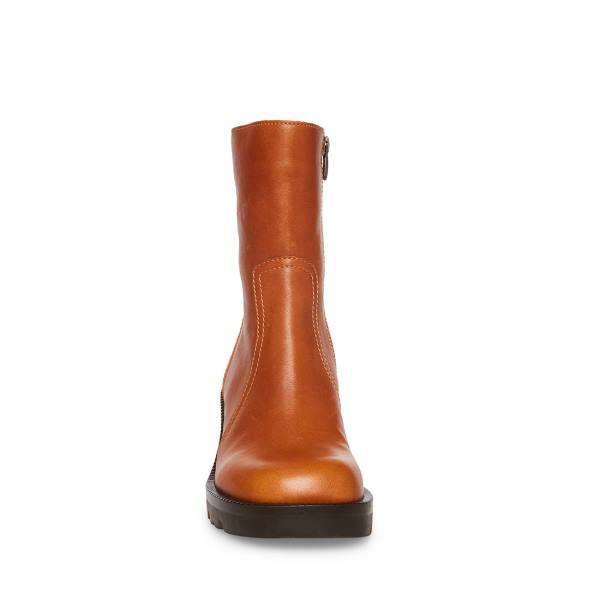 Steve Madden Naya Cognac Lær Ankelstøvletter Dame Brune | SM-076MY