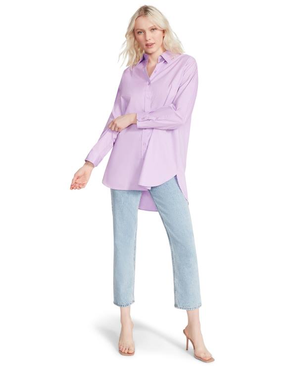 Steve Madden Oversized Button Up Topper Dame Lilla | SM-735KA