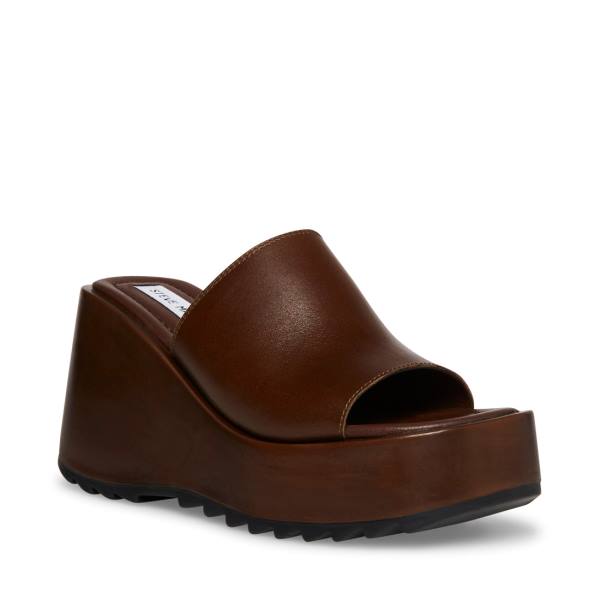 Steve Madden Pepe30 Cognac Lær Sandaler Dame Brune | SM-968FE