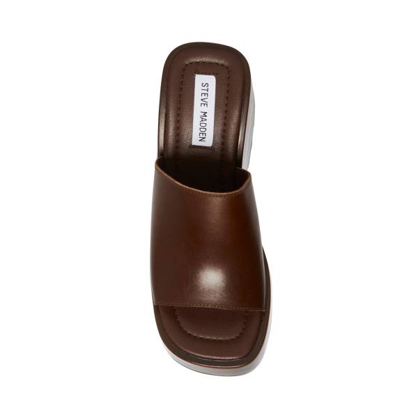 Steve Madden Pepe30 Cognac Lær Sandaler Dame Brune | SM-968FE