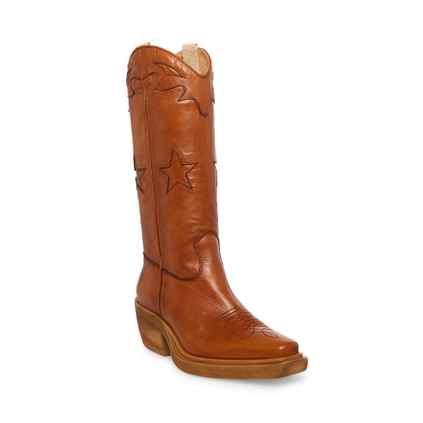 Steve Madden Peyton Cognac Lær Støvler Dame Brune | SM-214QX