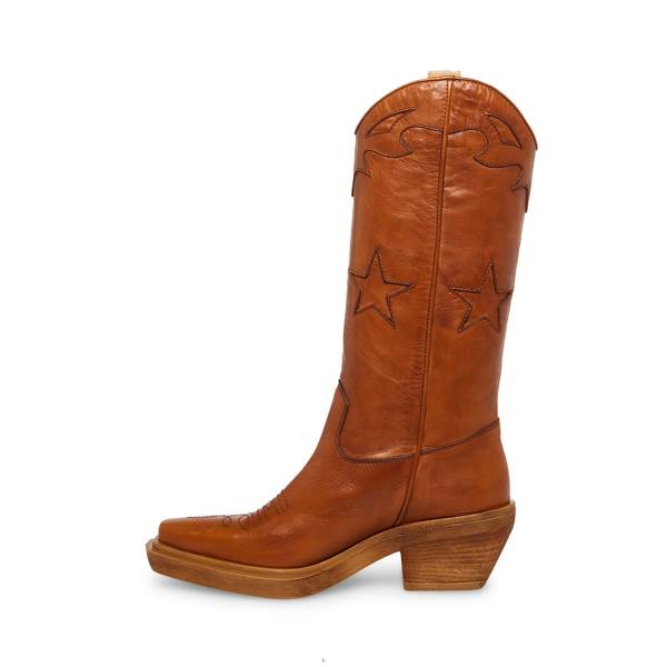 Steve Madden Peyton Cognac Lær Støvler Dame Brune | SM-214QX