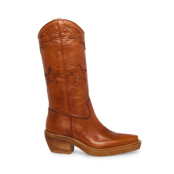 Steve Madden Peyton Cognac Lær Støvler Dame Brune | SM-214QX