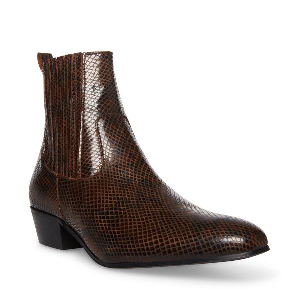 Steve Madden Pierre Snake Støvler Herre Brune Slangeprint | SM-518JU