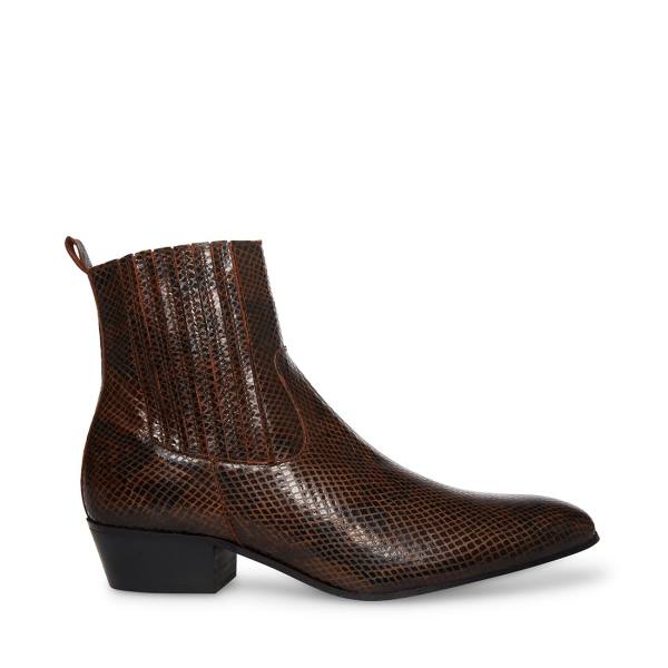 Steve Madden Pierre Snake Støvler Herre Brune Slangeprint | SM-518JU