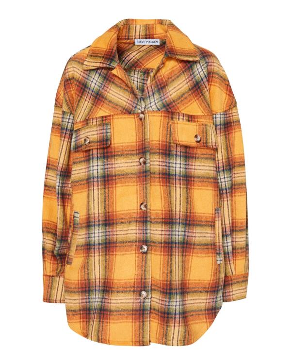 Steve Madden Plaid Flannel Topper Dame Oransje | SM-539YR