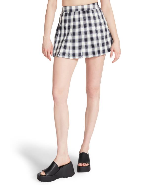 Steve Madden Plaid Pleated Mini Skjørt Dame Marineblå | SM-326WY