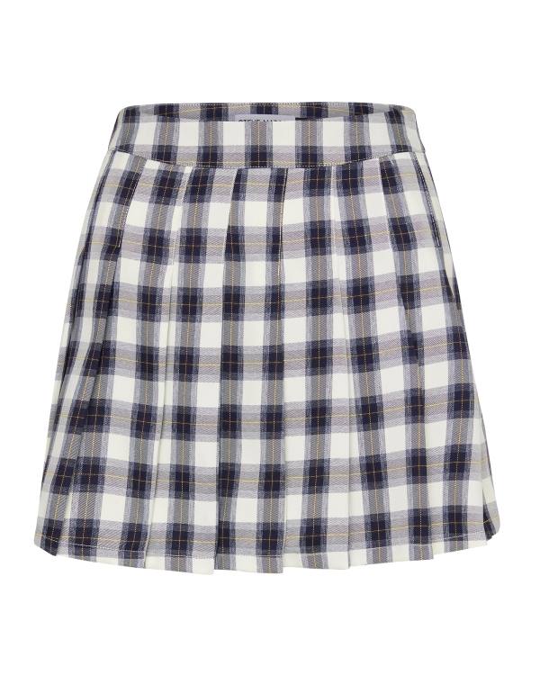 Steve Madden Plaid Pleated Mini Skjørt Dame Marineblå | SM-326WY