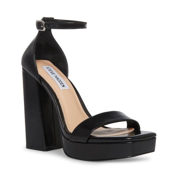 Steve Madden Replay Lær Heel Høye Hæler Dame Svarte | SM-485HS