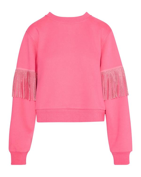 Steve Madden Rhinestone Fringe Crew Neck Topper Dame Rosa | SM-948RL