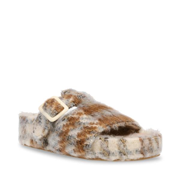 Steve Madden Rizzle Plaid Tøfler Dame Beige | SM-864PH