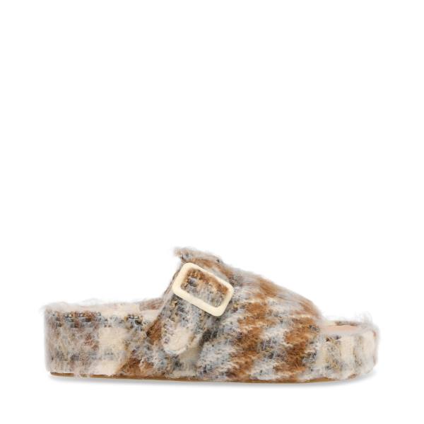 Steve Madden Rizzle Plaid Tøfler Dame Beige | SM-864PH