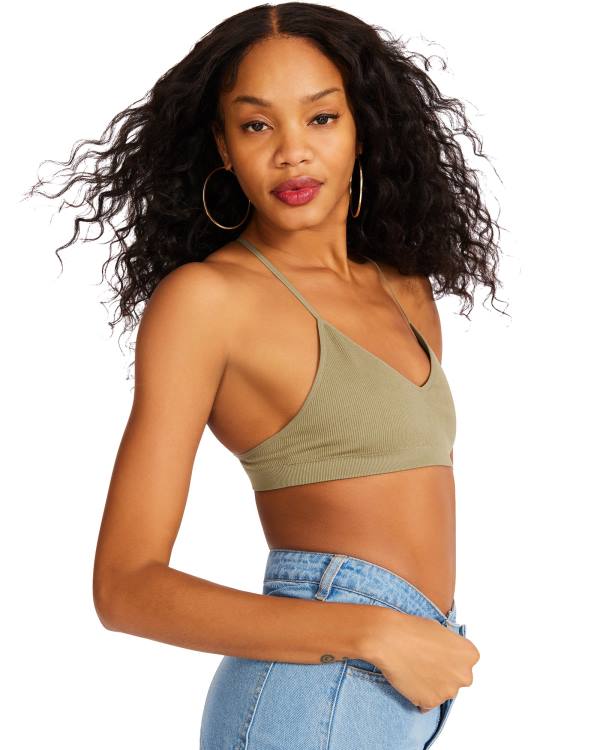 Steve Madden Roo Mesh Bralette Topper Dame Olivengrønne | SM-269GS