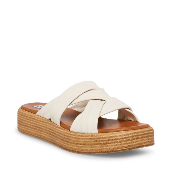 Steve Madden Salita Bone Lær Sandaler Dame Beige | SM-407CE