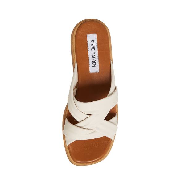 Steve Madden Salita Bone Lær Sandaler Dame Beige | SM-407CE